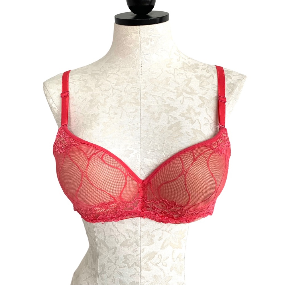 Youmita Push-Up Bra Hot Pink Lace Net Size 36C